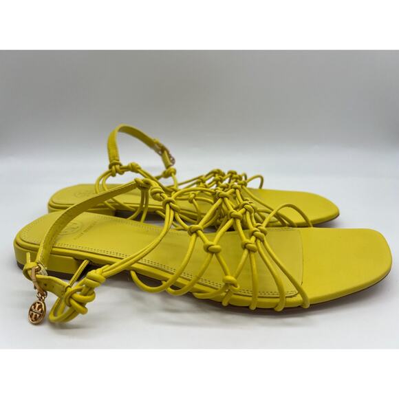 Tory Burch Barley There Knotted Flat Calendula Leather Sandals Size 10.5 NEW - Picture 1 of 16